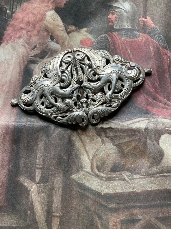 Antique Victorian Solid Sterling Silver Seraphic Belt Buckle main image 4